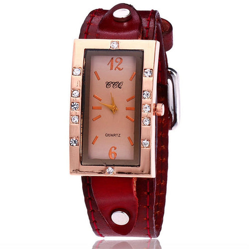 Women Watch Ladies Dress Clock Women's Luxury Diamond Rectangle Dial Leather Analog Quartz Wrist Watches Saats Montre Femme