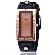 Load image into Gallery viewer, Women Watch Ladies Dress Clock Women's Luxury Diamond Rectangle Dial Leather Analog Quartz Wrist Watches Saats Montre Femme