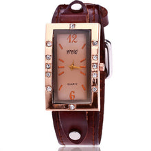Load image into Gallery viewer, Women Watch Ladies Dress Clock Women's Luxury Diamond Rectangle Dial Leather Analog Quartz Wrist Watches Saats Montre Femme
