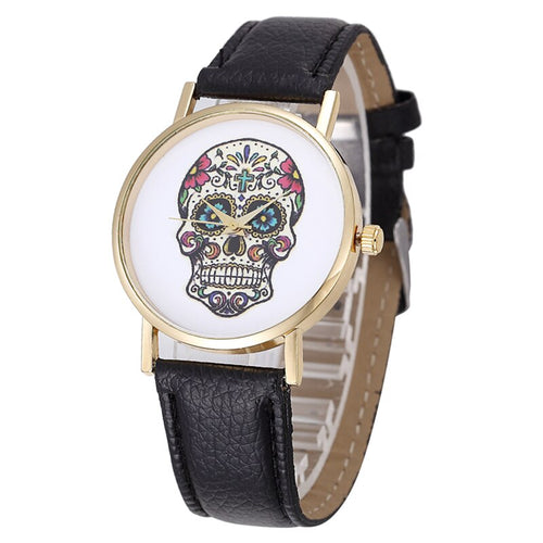 2019 Geneva Top Brand Watches Women Casual Catrina Calavera Watch For Men Women Leather Quartz Wrist Watch Relogio Femme Clock